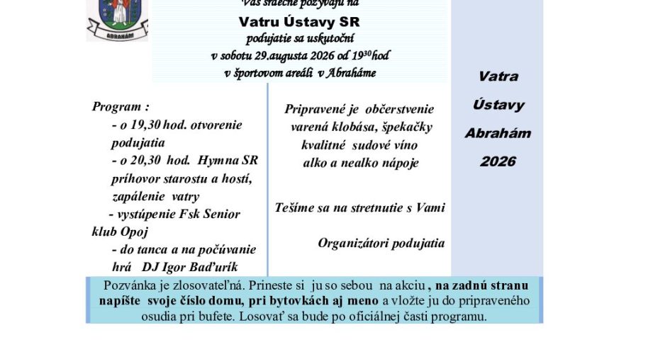 Vatra Ústavy 2026 – pozvánka