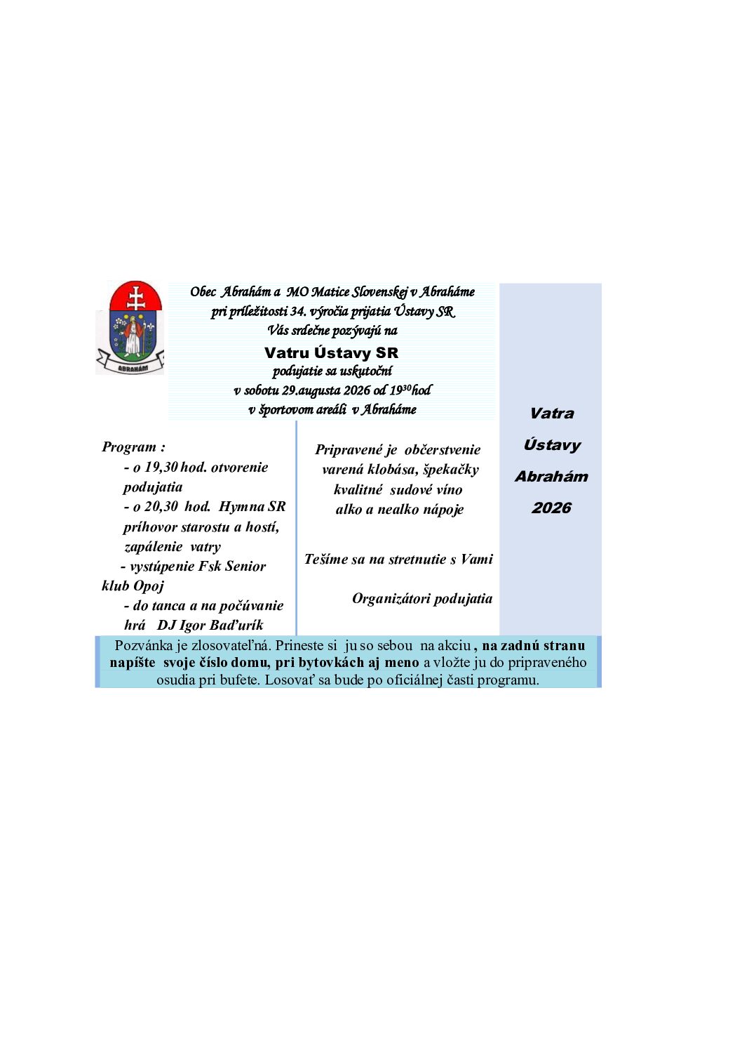 Vatra Ústavy 2026 – pozvánka